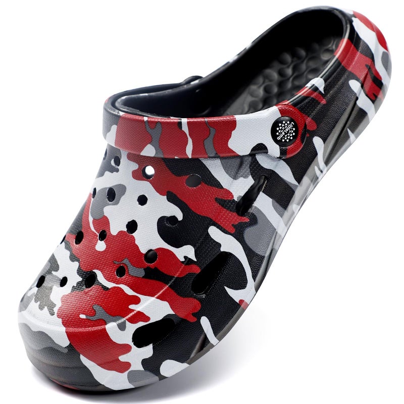 JOYFULTYKES Kids Boys Girls Classic Camo Beach Clogs | Lightweight Water Sandals - Quick-Dry Non-Slip Light and Durable ï¼ˆLittle Kid/Big Kidï¼‰ Size 1 Little Kid Camo Red - Image 1