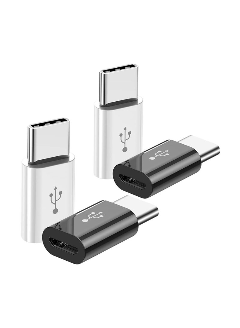GNAFOTU Adapter Micro USB to USB C (4 Pack), Micro-USB Female to USB-C Male OTG Adapter Compatible with Samsung Galaxy, LG, Huawei, Type-C Phones, Tablets and More (2 Black and 2 White)  - Image 1