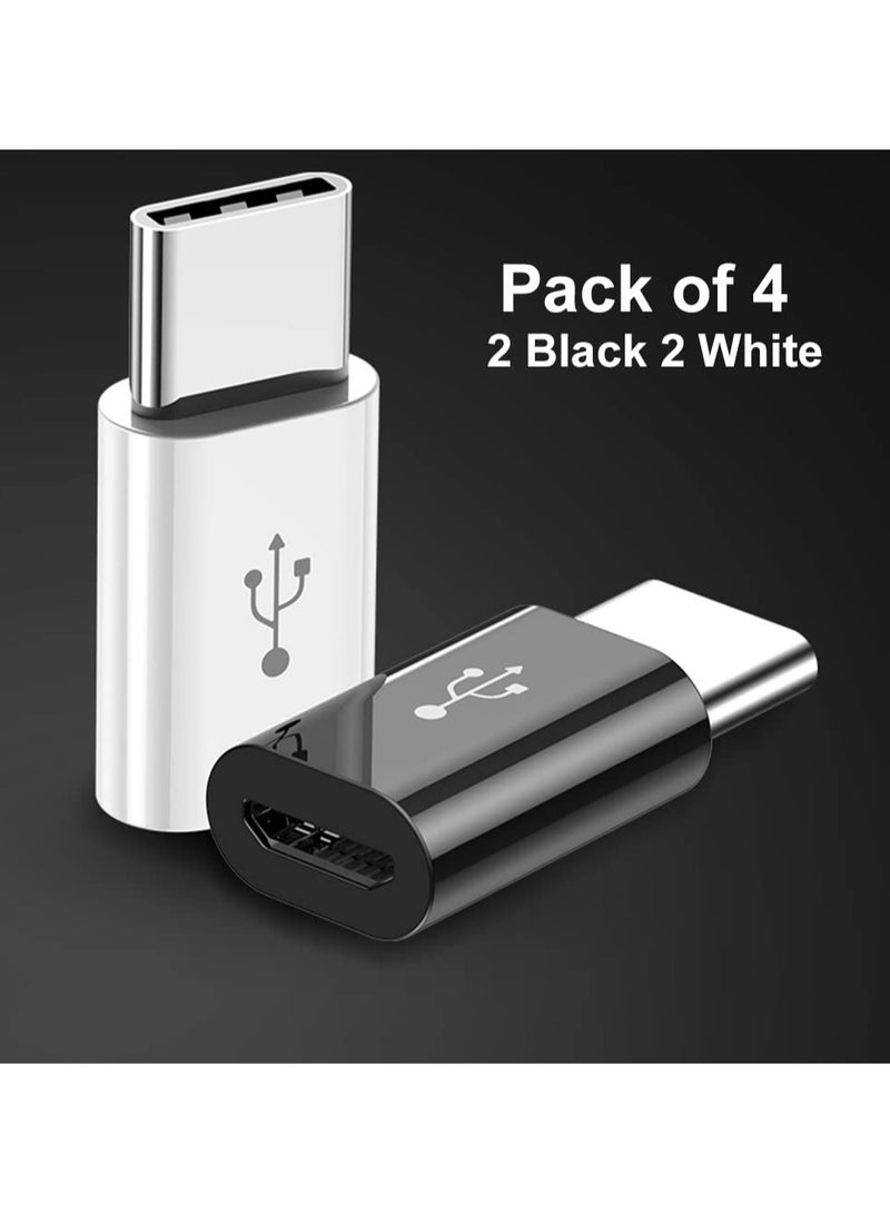 GNAFOTU Adapter Micro USB to USB C (4 Pack), Micro-USB Female to USB-C Male OTG Adapter Compatible with Samsung Galaxy, LG, Huawei, Type-C Phones, Tablets and More (2 Black and 2 White)  - Image 5