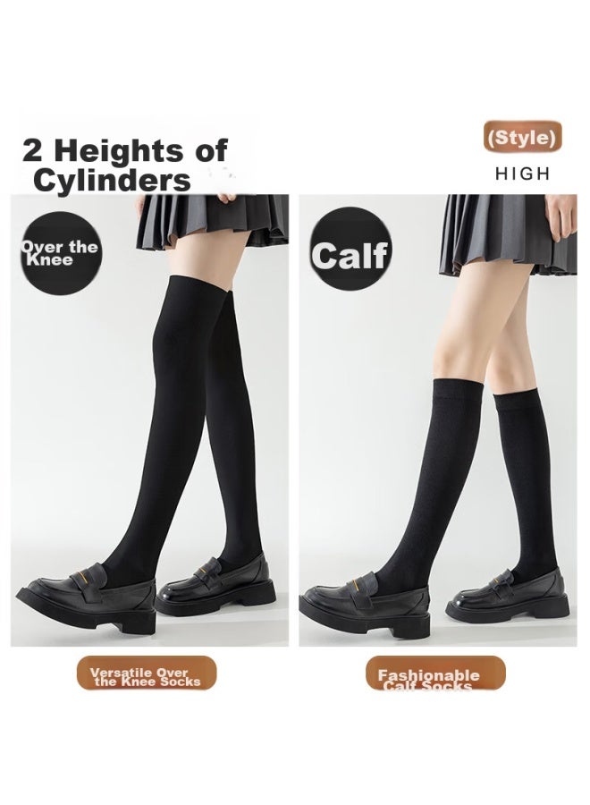 LANG SHA Langsha New Style Compression Calf Socks For Women, Spring And Summer Long Socks, Over-knee Socks, High Tube Black Thigh-high Socks  - Image 4