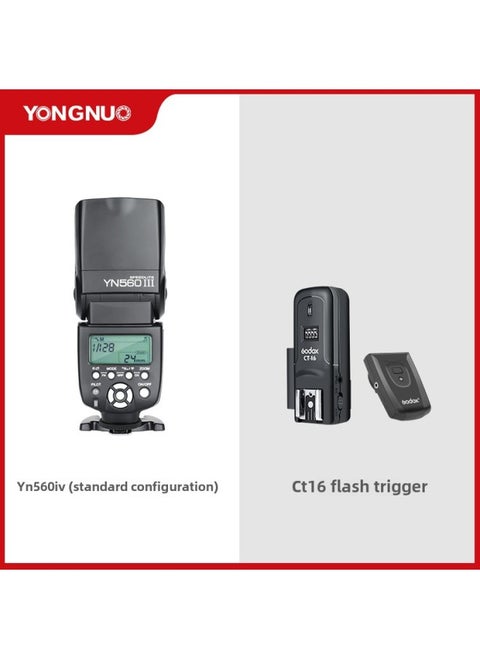 Yongnuo YN560III Three-generation SLR Flash Is Suitable For Canon Nikon Universal External Top Off-machine Hot Shoe Photography-Color:YN560IV + CT-16 Flasher