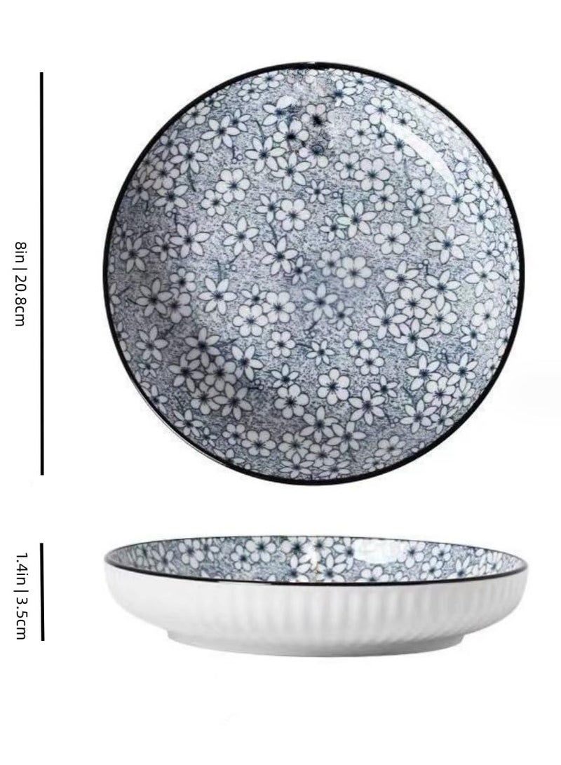 Red Leaf RedLeaf 8" Ceramic Dinner Plates - Set of 4 for Round Dessert or Salad Plate, Dinnerware Sets, Microwave, Oven, and Dishwasher Safe (Sakura) - Image 2