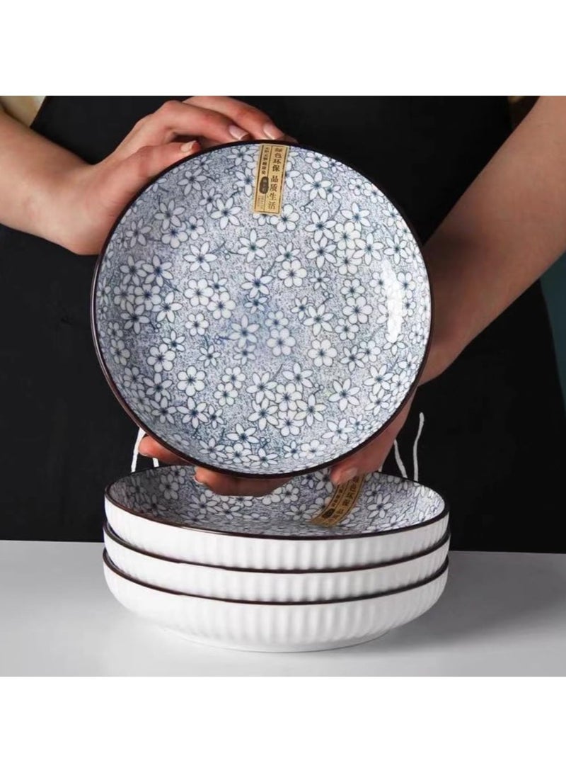 Red Leaf RedLeaf 8" Ceramic Dinner Plates - Set of 4 for Round Dessert or Salad Plate, Dinnerware Sets, Microwave, Oven, and Dishwasher Safe (Sakura) - Image 4