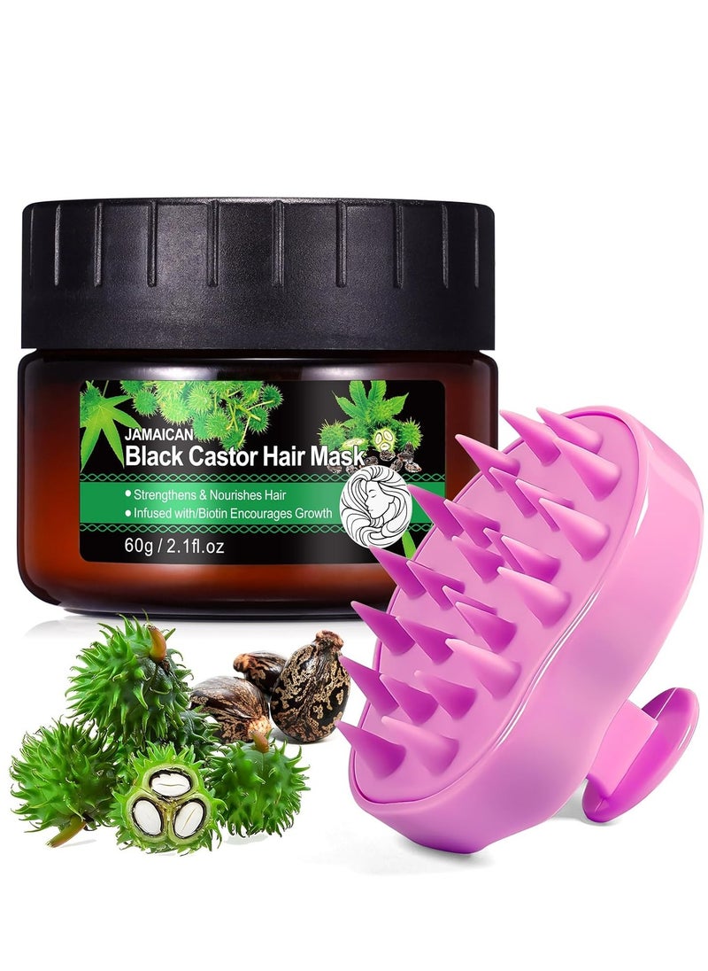 Jamaican - Jamaican Black Castor Oil Hair Mask - Intense Repair Hydrating Masque for Dry, Damaged Hair with Scalp Massager - Image 1