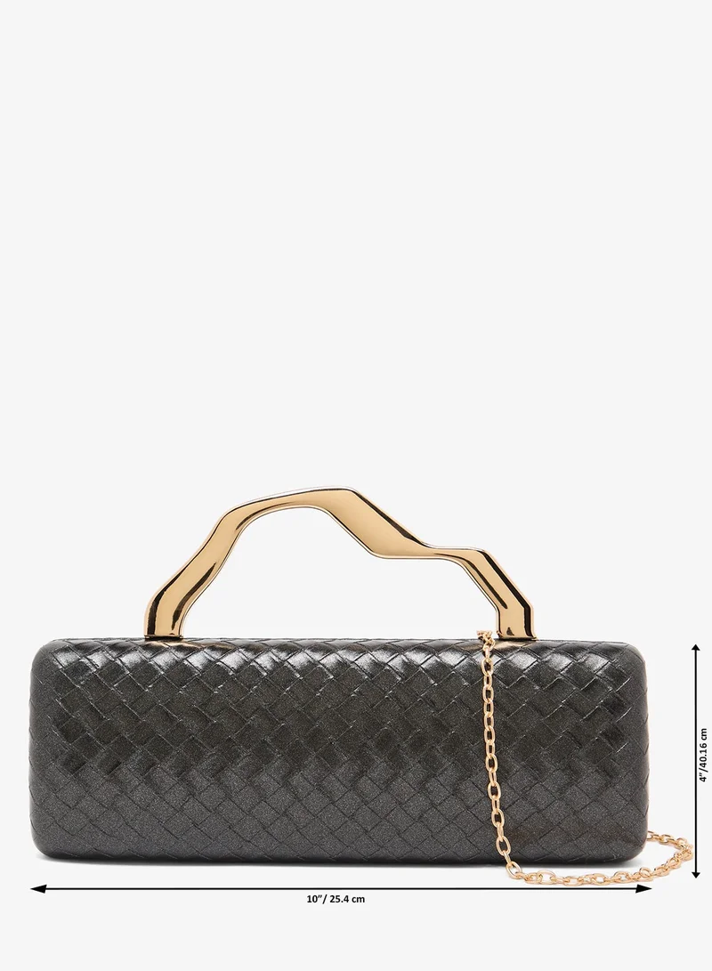 Namshi x Black East-To-West Metallic Bag With Gold Statement Handle for Women | Best Price UAE