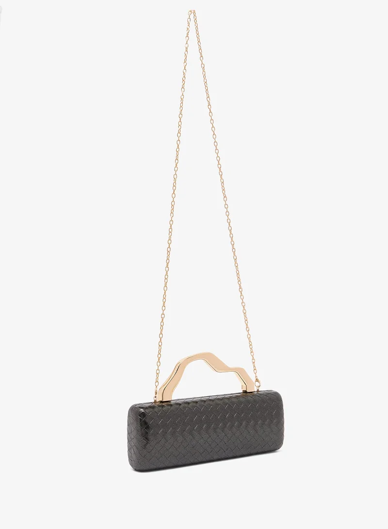 Namshi x Black East-To-West Metallic Bag With Gold Statement Handle for Women | Best Price UAE