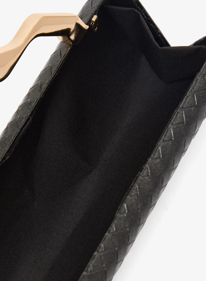 Namshi x Black East-To-West Metallic Bag With Gold Statement Handle for Women | Best Price UAE