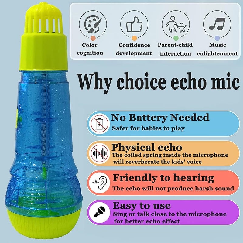Lolakee Echo Mic for Kids and Toddlers Durable and Lightweight Music Singing Toys Speech Therapy Feedback Toy, Fun Supplies for Birthday, Picnic, BBQ, Holiday, Party( No Battery Needed ) (Bule) - Image 2