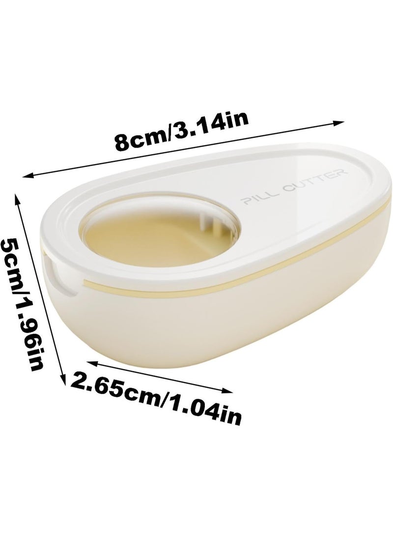 1pcs Avocado-Shaped Pill Cutter, Splitter for Small & Large Pills, 2-Compartment, Medicine Cutter with Dispenser,pill case (White) - Image 2