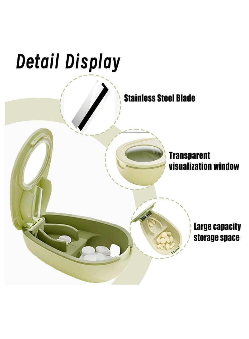 1pcs Avocado-Shaped Pill Cutter, Splitter for Small & Large Pills, 2-Compartment, Medicine Cutter with Dispenser,pill case (White) - Image 3