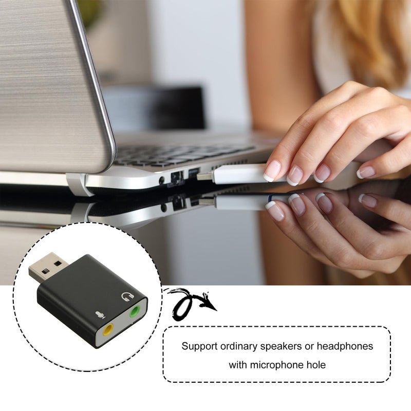 محول صوتي خارجي لبطاقة الصوت USB مع ميكروفون ومقبس سماعة الرأس جاهز للاستخدام الفوري لألعاب الكمبيوتر المحمول - Image 4