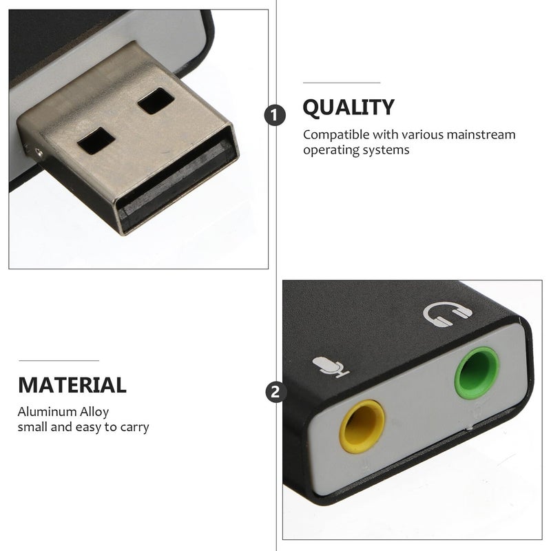 محول صوتي خارجي لبطاقة الصوت USB مع ميكروفون ومقبس سماعة الرأس جاهز للاستخدام الفوري لألعاب الكمبيوتر المحمول - Image 5