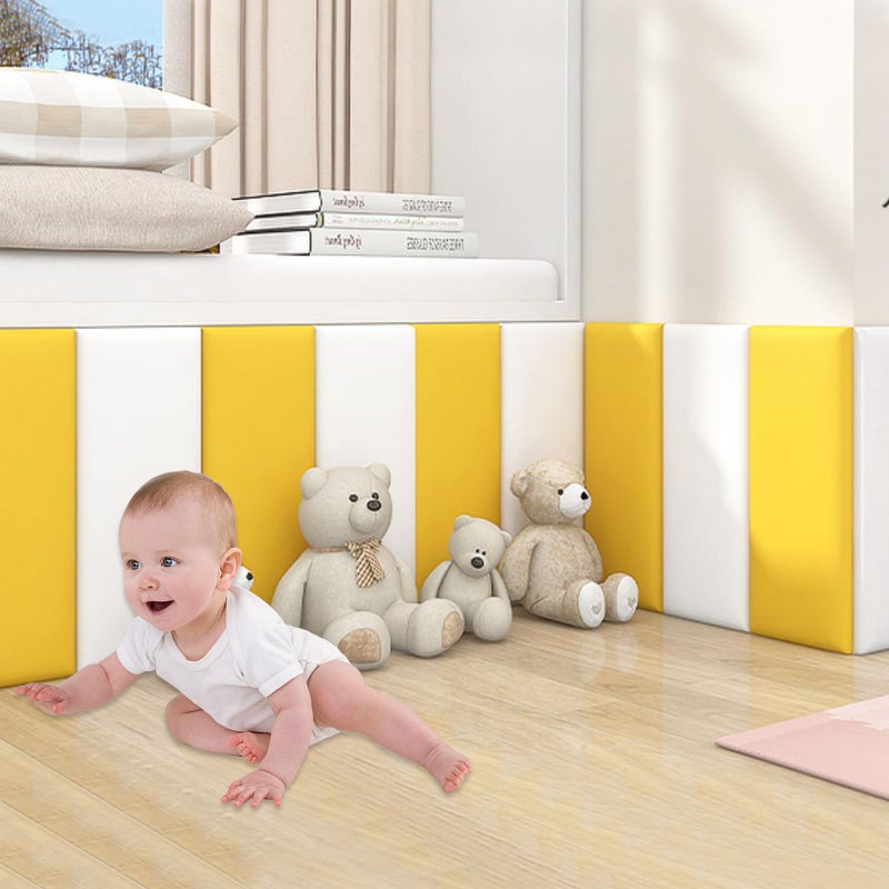 TUM TUM 4 PCs, 40 * 20cm, Wall Cushion Padding, Anti Collision Wall Padding for Kids Bedroom, Soft Play Padded Panels for Walls, Safety Collision Protector (White) - Image 2