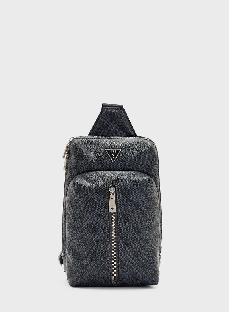 GUESS Logo Printed Messenger Bag