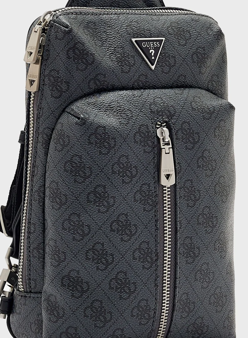 GUESS Logo Printed Messenger Bag