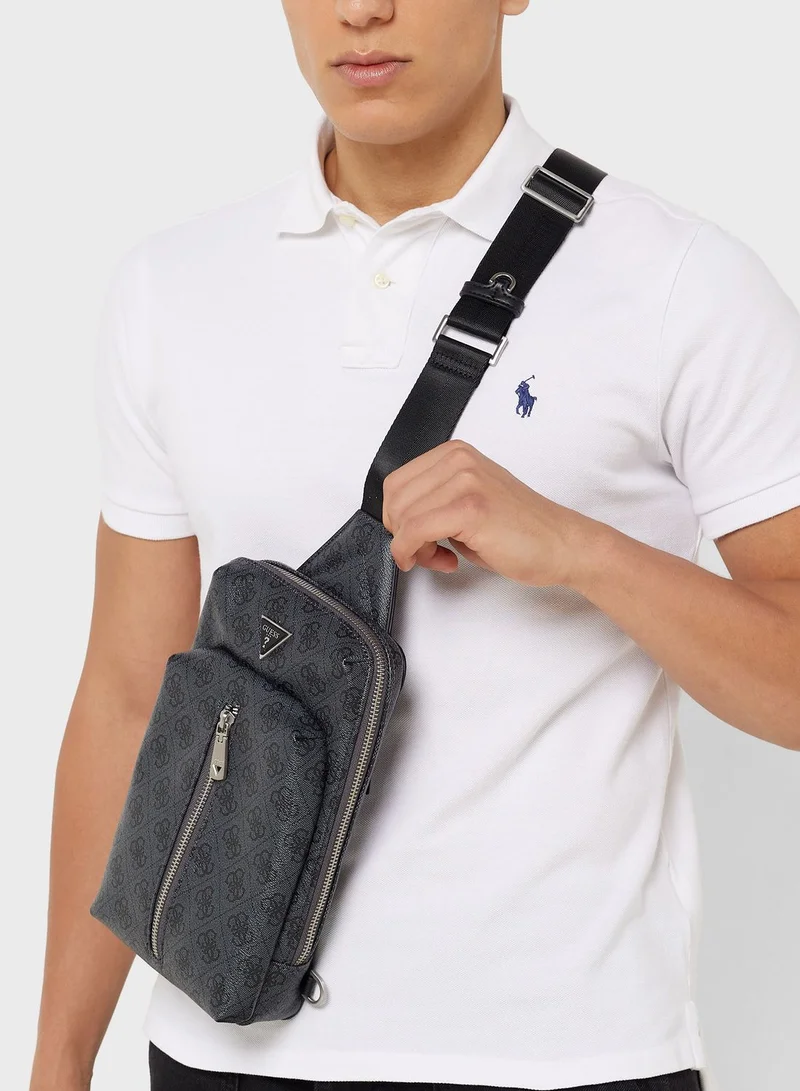 GUESS Logo Printed Messenger Bag