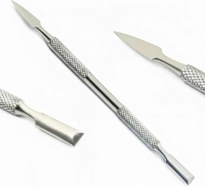 Stainless Steel Scalpel Two Sided | Cuticle Remover Pusher | Manicure Scalpel for Nails Anti Skid Handle