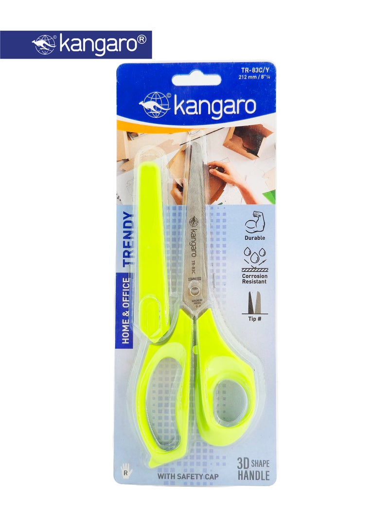 Kangaro Stainless Steel Scissors 8 Inch with Safety Cap for Home & Office - Image 2