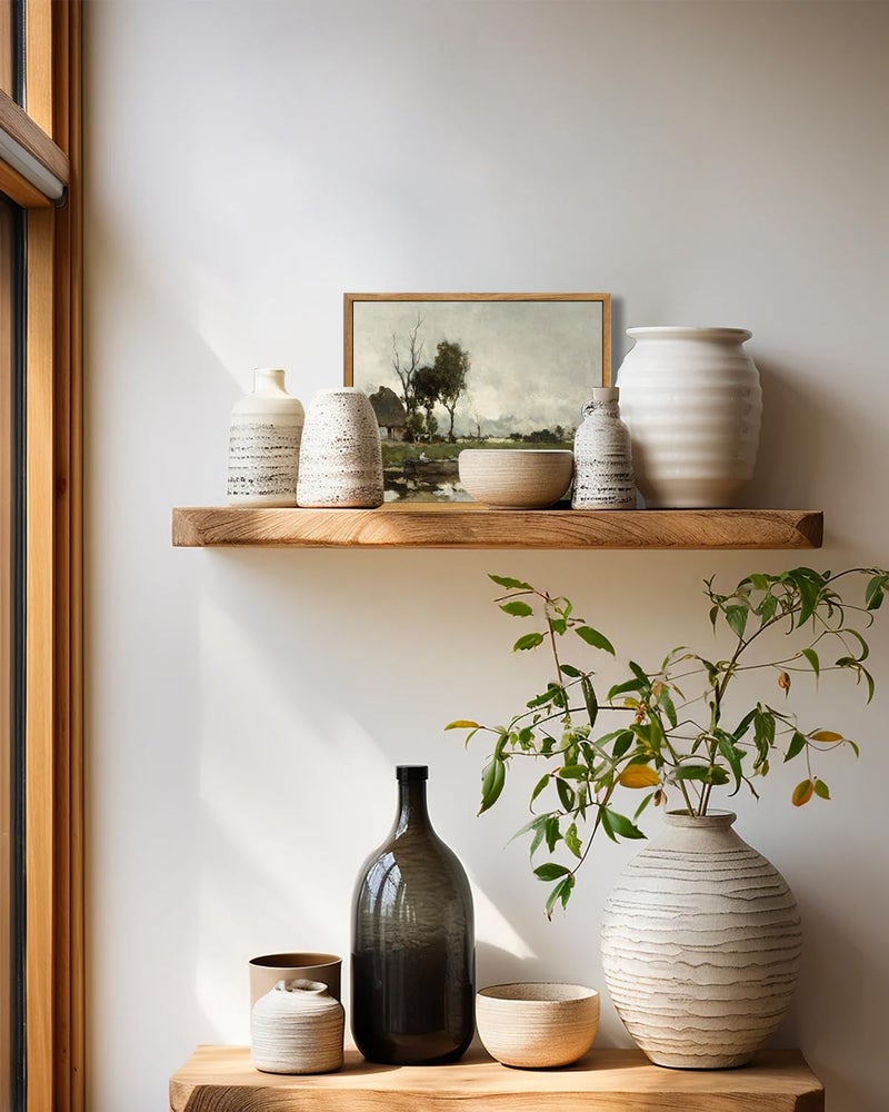 KBKBART Vintage Wall Art Framed  Vintage European Countryside Canvas Oil Painting Farmhouse Decor Wall Art  Rustic Antique Landscape Bathroom Wall Decor for Bedroom Living Room  Vintage Wall Decor(8""x10"") - Image 4