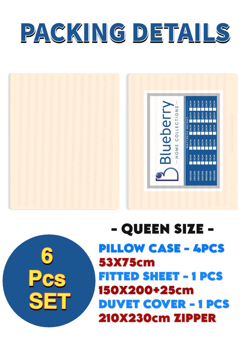 Blueberry 6 Pieces Queen Size Bed Sheet Set With Duvet Cover Bedding Set  - Image 2