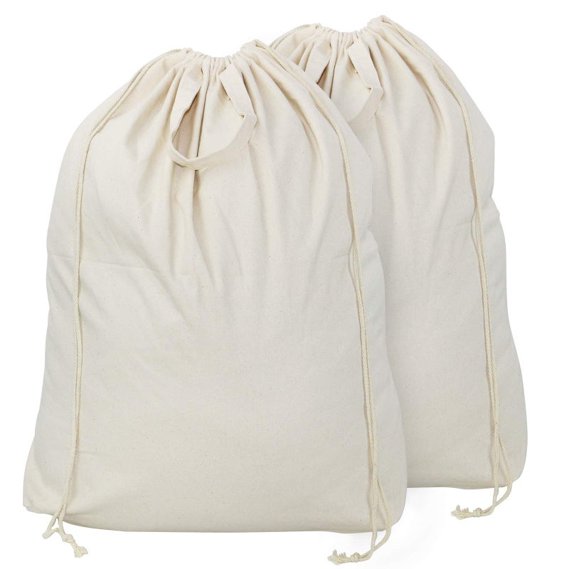 2 Pcs Canvas Laundry Bags with Carrying Handles  Drawstring Closure Machinewashable Laundry Basket Hamper Liner Replacement Bags