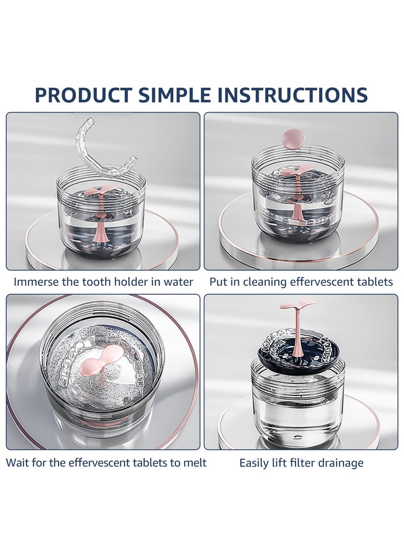 SYOSI - Denture Bath Case, No-Leak Double Layer Dry & Wet Separation Denture Bath Box, Portable Denture Case with Mirror, Removal Tool, Brush for Dentures, Clear Braces, Retainers, Mouth Guard (Blue) - Image 1