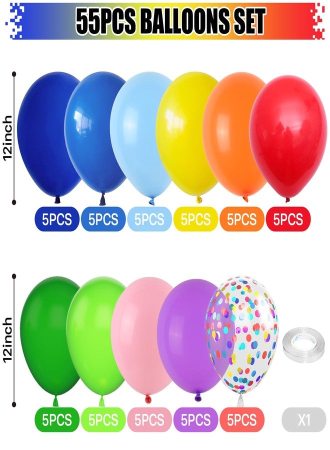 Paeyeq Colorful Balloons Rainbow Assorted Colors Balloons Set 12Inch Red Blue Yellow Green Pink Purple Orange Latex Party Balloon with Multicolor Confetti Balloon for Birthday Carnival Party Decorations - Image 2