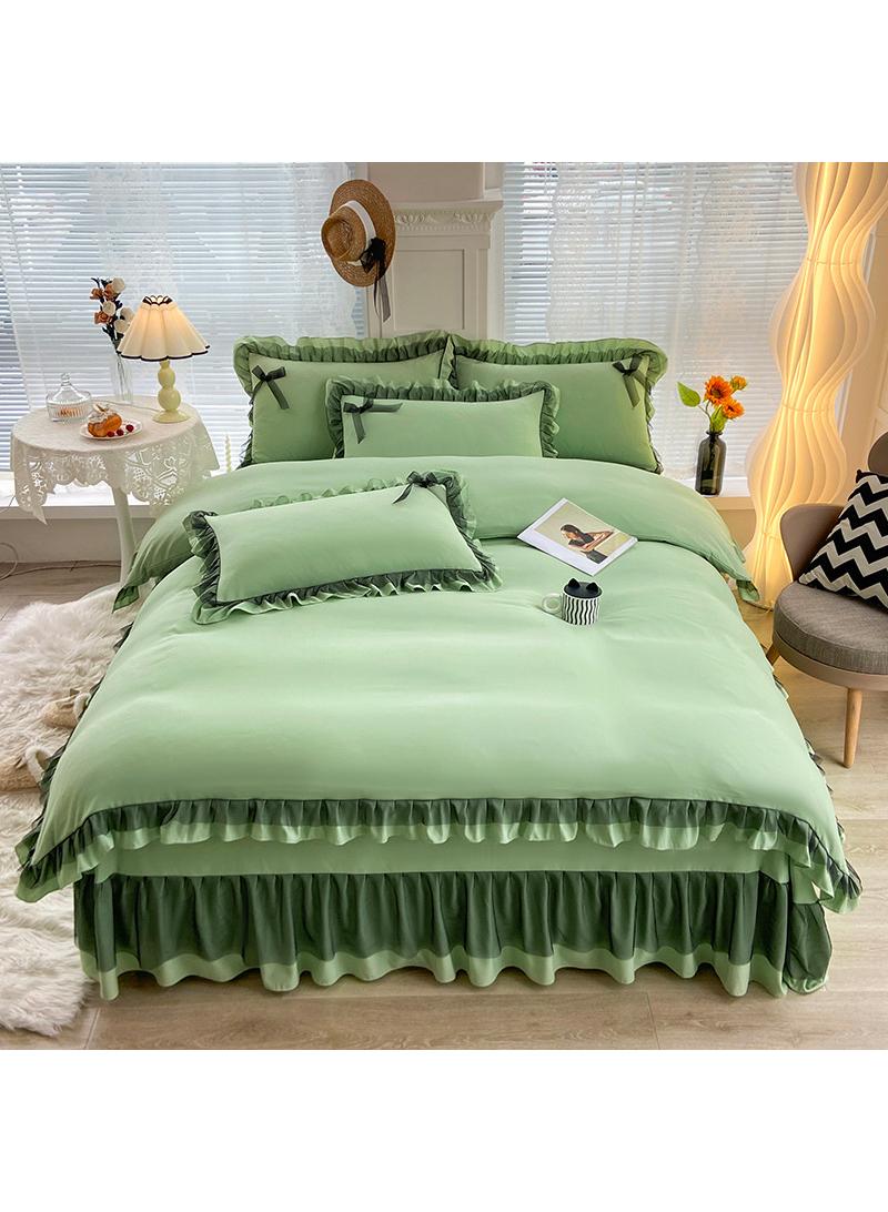 general Simple Solid Color Washable Bed Sheet And Duvet Cover Set - Image 1