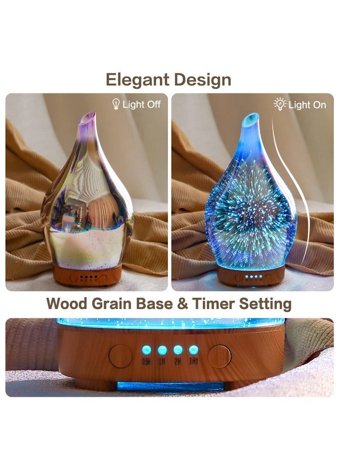 Porseme Oil Diffuser 3D Glass Aromatherapy Ultrasonic Humidifier Air Refresh Auto Shutoff Timer Setting Bpa Free For Home Hotel Yoga Leisure Spa Gift 100Ml Last 4H  - Image 4