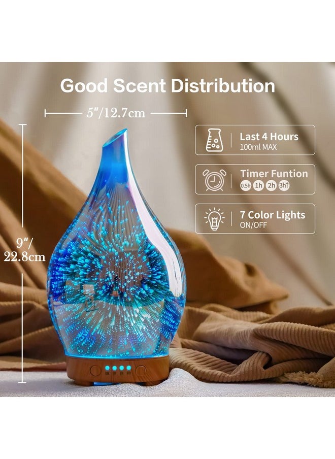 Porseme Oil Diffuser 3D Glass Aromatherapy Ultrasonic Humidifier Air Refresh Auto Shutoff Timer Setting Bpa Free For Home Hotel Yoga Leisure Spa Gift 100Ml Last 4H  - Image 3