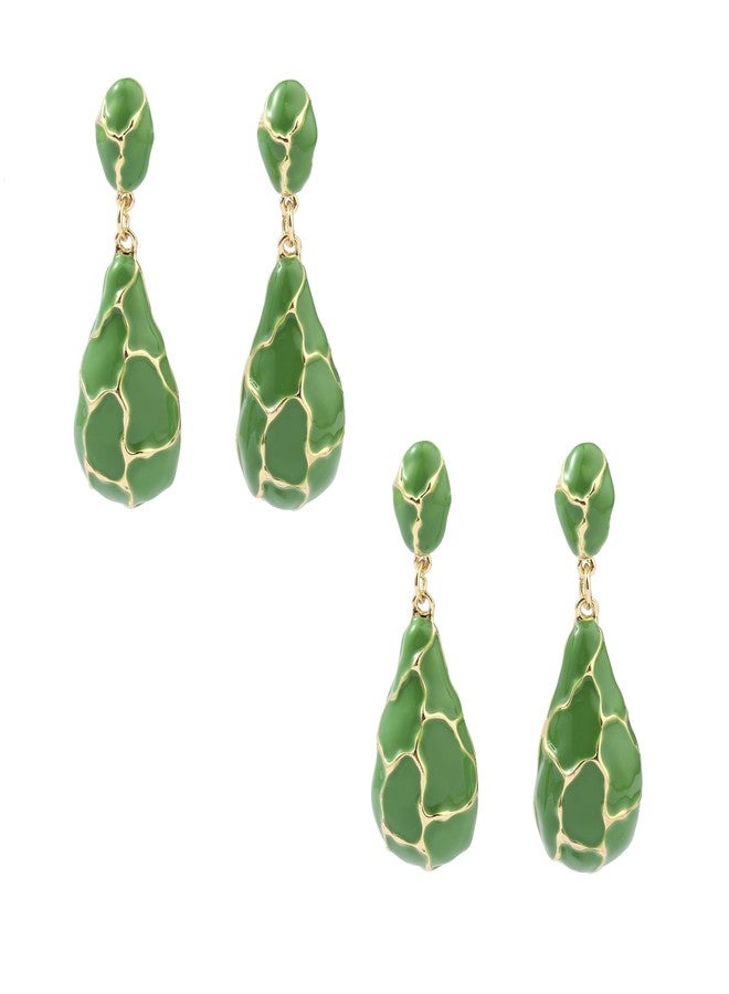 SALTY Pack of 2 Earthy Enamel Luxury Gold Earring for Women | Stylish Fashion Jewellery | Accessories for Girls | Minimal Jewelry | Ideal for Gifting | Marriage, Birthday | Gift for Valentine Day - Image 1