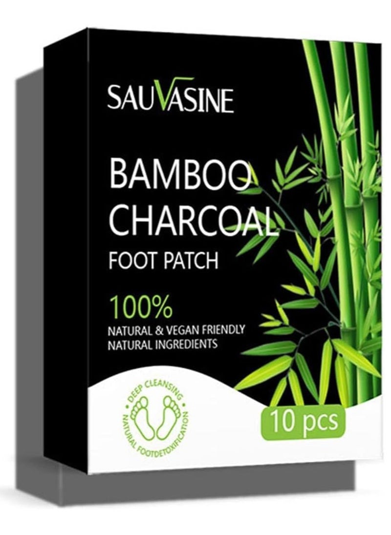 SAUVASINE - Bamboo Charcoal Foot Patch,Deep Cleansing Foot Pads for Stress Relief, Better Sleep & Foot Care - Image 1