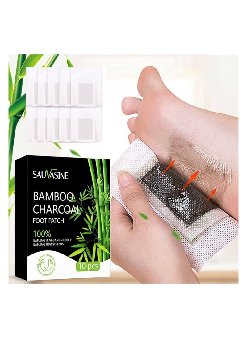 SAUVASINE - Bamboo Charcoal Foot Patch,Deep Cleansing Foot Pads for Stress Relief, Better Sleep & Foot Care - Image 1