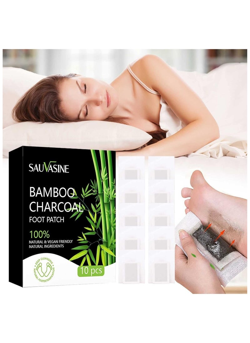 SAUVASINE - Bamboo Charcoal Foot Patch,Deep Cleansing Foot Pads for Stress Relief, Better Sleep & Foot Care - Image 1