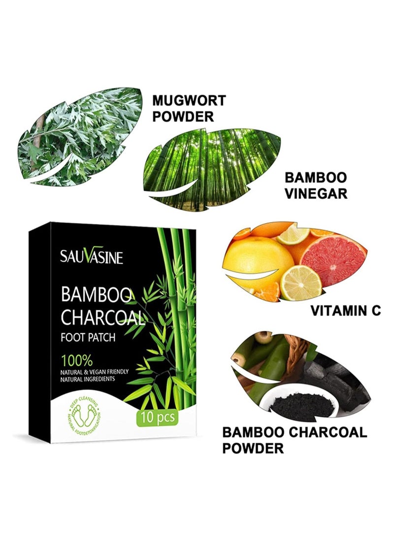 SAUVASINE - Bamboo Charcoal Foot Patch,Deep Cleansing Foot Pads for Stress Relief, Better Sleep & Foot Care - Image 1