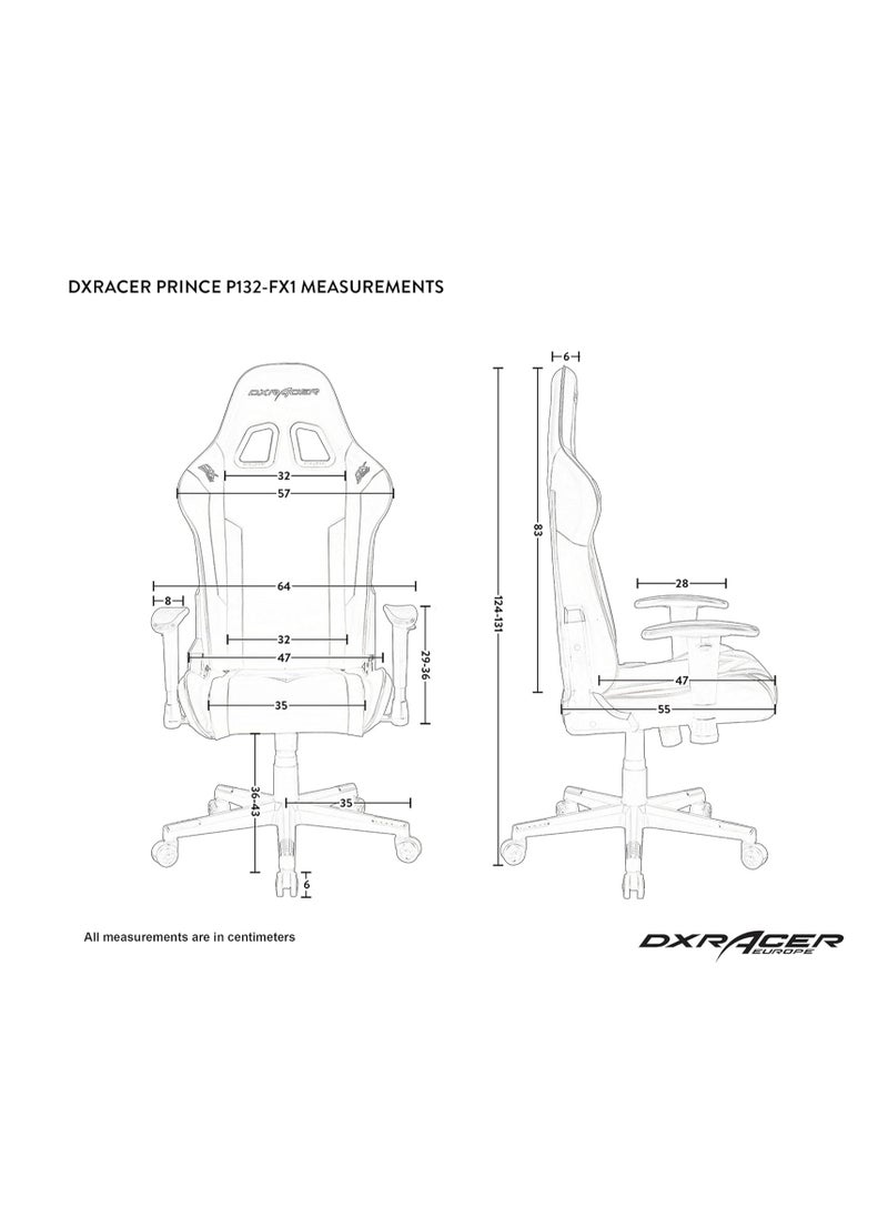 DXRacer - DXRacer Prince Series P132 Gaming Chair, Red & Black | GC-P132-RN-F2-01 - Image 1