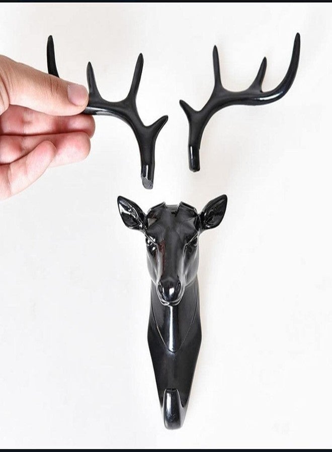 OZKET Animal Black Deer Head Antique Design Key Holder for Home Decor | Stylish Hanging Plastic Key Stand for Wall | Self Adhesive Key Hanger for Office, Living Room, Bathroom, Kitchen - Image 2