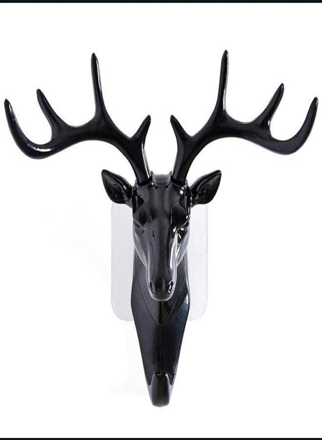 OZKET Animal Black Deer Head Antique Design Key Holder for Home Decor | Stylish Hanging Plastic Key Stand for Wall | Self Adhesive Key Hanger for Office, Living Room, Bathroom, Kitchen - Image 1