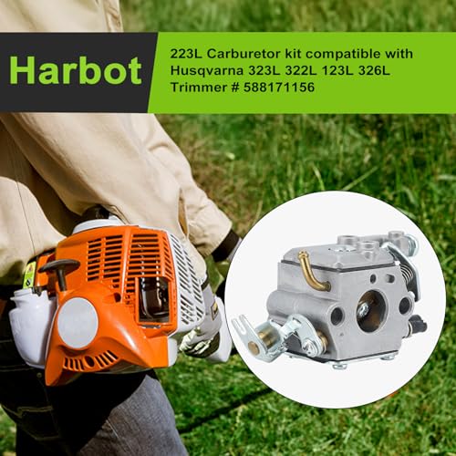Harbot كربوراتور هاربوت 223 لتر لطرازات 323 لتر 123 لتر 326 لتر 325 لتر 223R 325C 322C 323C 326LX 325LX 322R 123C 326C 123LD 325CX لقص العشب C1Q-EL24 كربوراتور + فلتر خط الوقود فلتر حشية مجموعة صيانة - Image 2