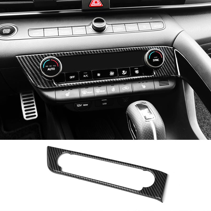 JUIVEEL Carbon Fiber Style Center Console Air Conditioning Switch Button Panel Cover Trim Compatible with Hyundai Elantra N Line CN7 20212024 Accessories