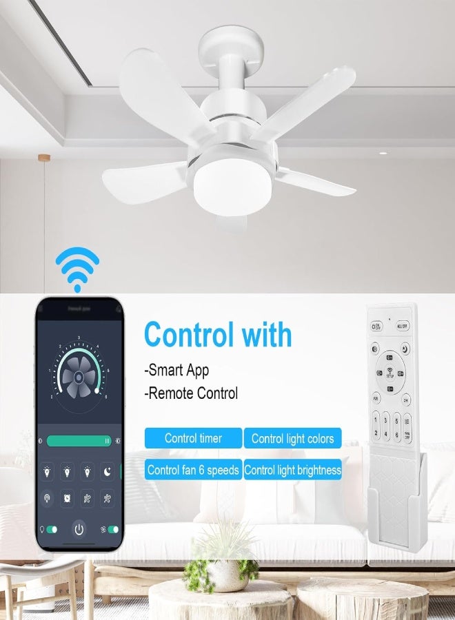 ارواق مروحة سقف قابلة للتوصيل بالكهرباء مع أضواء وجهاز تحكم عن بعد - مروحة صغيرة E26 تُثبّت في مقبس الإضاءة - مروحة إضاءة صامتة مدمجة لغرفة النوم والمطبخ والمكتب - بيضاء - Image 5