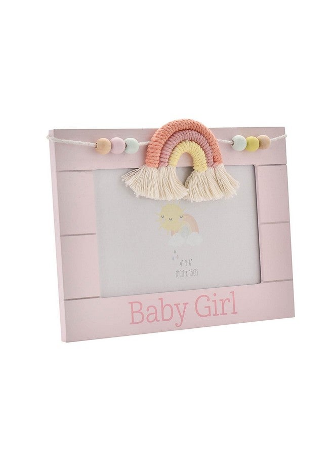 Oaktree Gifts Petit Cheri Wooden Photo Frame Macrame Rainbow Baby Girl 4X6 - Image 1
