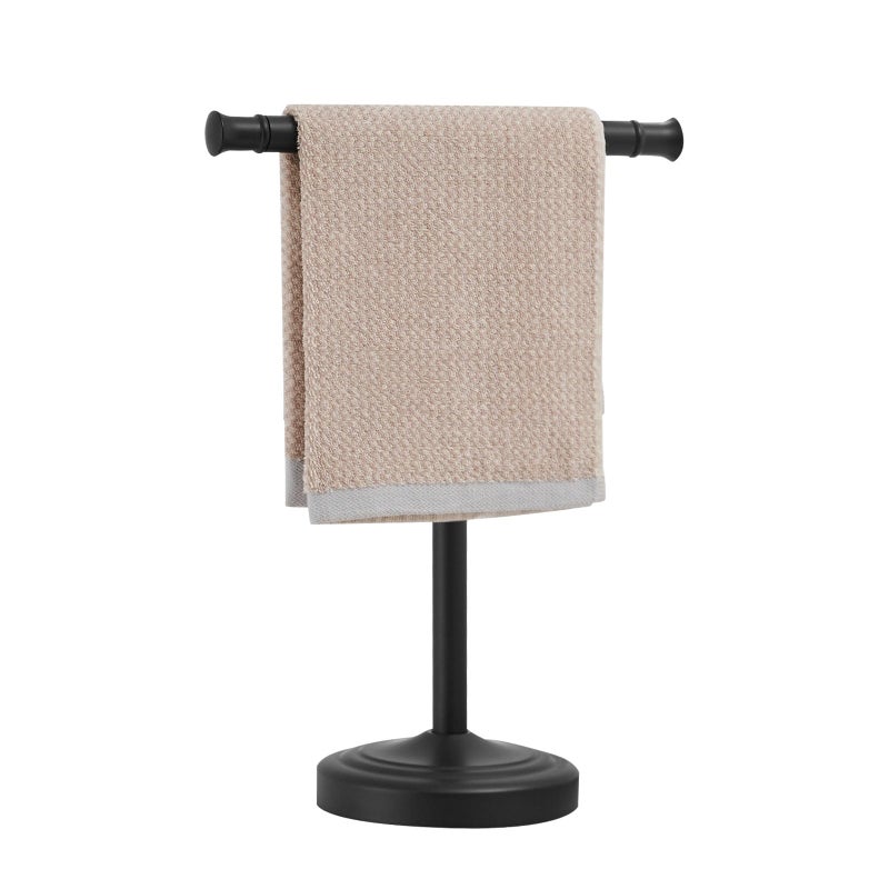 RUMOSE 13 Inch Matte Black Towel Stand Hand Towel Holder Bathroom Kitchen Vanity Countertop TShape Towel Rack Free Standing Stainless Steel Towel Bar Towel Ring - Image 2