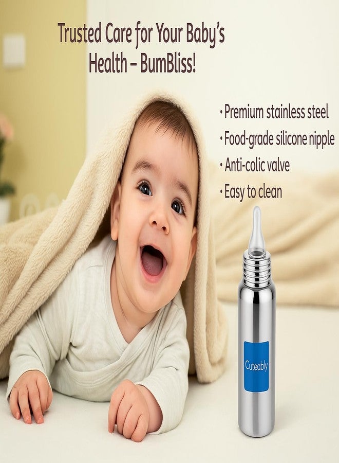 Cuteably Stainless Steel Baby Bottle | Wide Mouth Anti-Colic Nipple | BPA-Free Rust-Free Bottles for Kids (300 ML) - Image 4