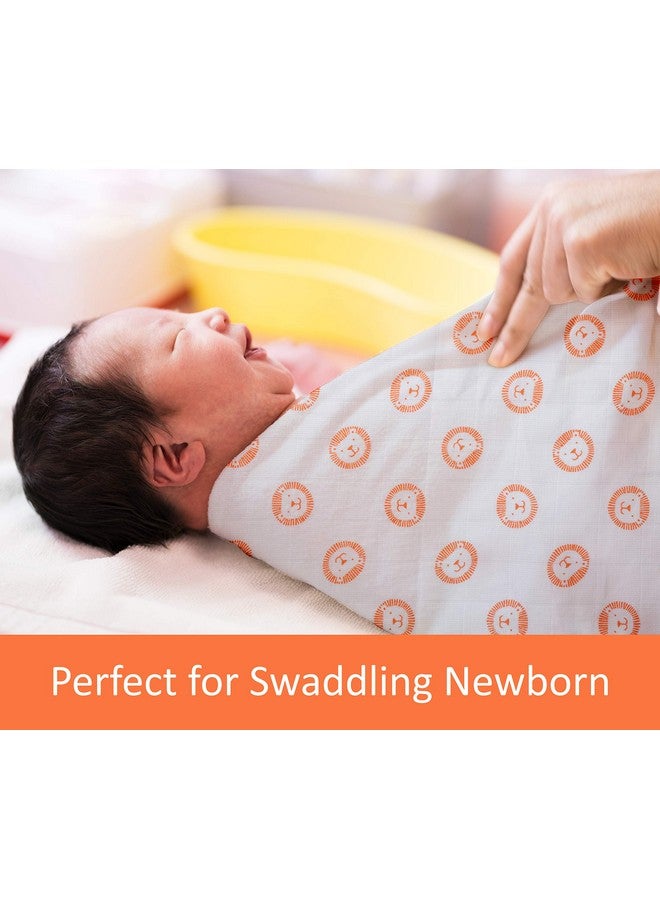 لوفلاب طقم لفافات الأطفال من قماش موسلين قطني 100%، عبوة من 3 قطع، مقاس 120 سم × 100 سم (47 بوصة × 39 بوصة)، مطبوع عليها حيوانات على اللون الأبيض، للأطفال من سن 0 إلى 18 شهرًا فما فوق، لفافات موسلين مولمول مطبوعة للأطفال حديثي الولادة - Image 3