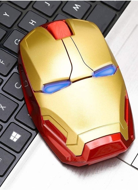 Ergonomic Wireless Mouse, Cool for Iron Man Mouse, 2.4 G Portable Mobile Computer Click Silent Mouse, Mouse Optical Mice with USB Receiver, for Notebook PC Laptop Computer Mac Book