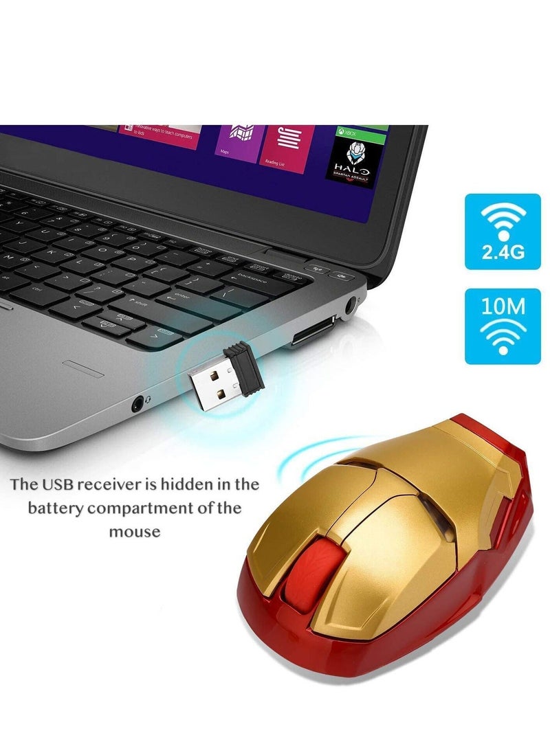 Generic - Ergonomic Wireless Mouse, Cool for Iron Man Mouse, 2.4 G Portable Mobile Computer Click Silent Mouse, Mouse Optical Mice with USB Receiver, for Notebook PC Laptop Computer Mac Book - Image 1