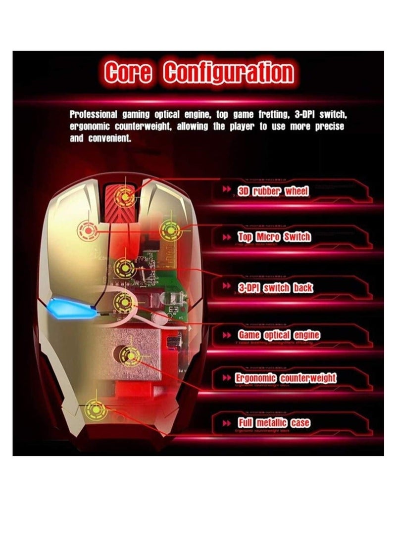 Generic - Ergonomic Wireless Mouse, Cool for Iron Man Mouse, 2.4 G Portable Mobile Computer Click Silent Mouse, Mouse Optical Mice with USB Receiver, for Notebook PC Laptop Computer Mac Book - Image 1