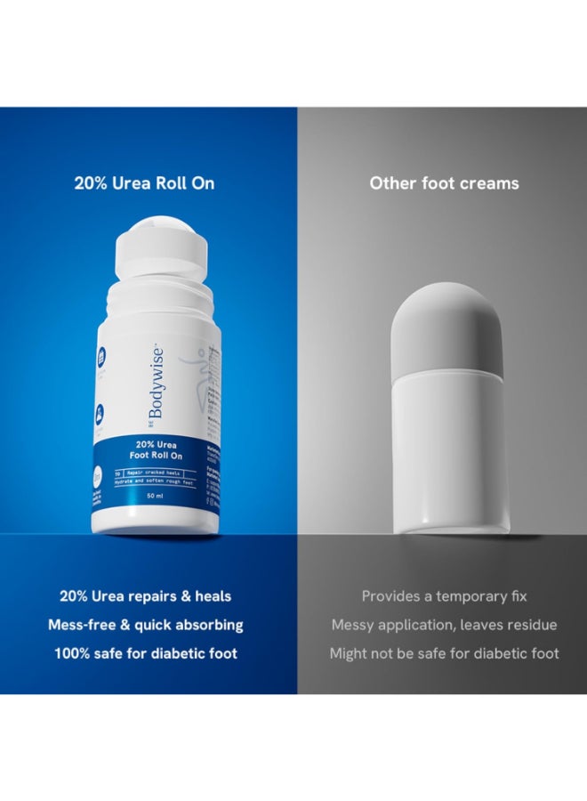 20% Urea Foot Cream Roll On 50Ml | For Dry And Cracked Heels | With 2% Lactic Acid, Olive Oil And Vitamin E