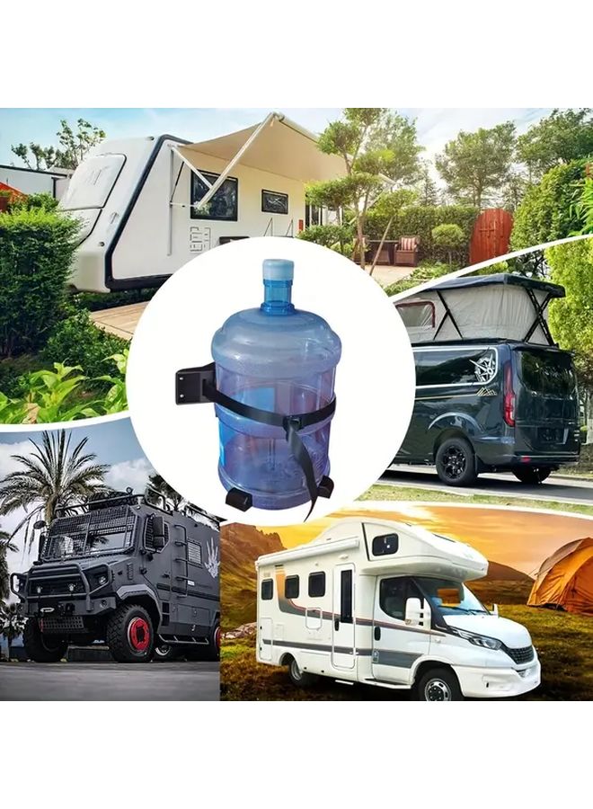 Black RV Water Container Mounting Strap Secure Easy To Use Round Bucket Holder For Campervans Motorhomes - Image 2
